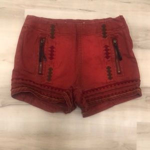 Free People High Waisted Red Denim Shorts